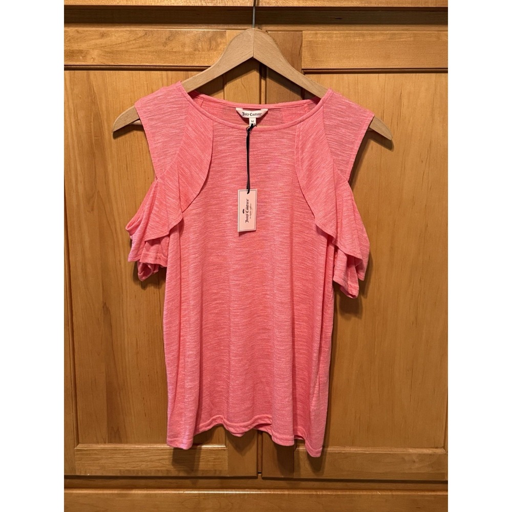 JUICY COUTURE NWT Peek A Boo Shoulder Coral Color Size Med Ruffle